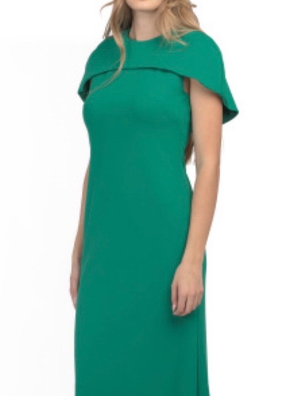 NWT Betsy & Adam Green Caped Column Gown. Size 4